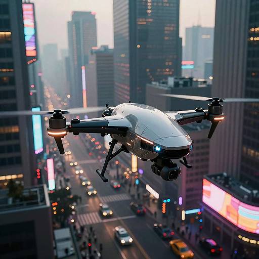 Cyberpunk AI Drone in Neon Megacity