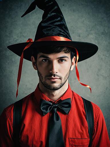 Red Shirt Witch Hat Halloween Costume