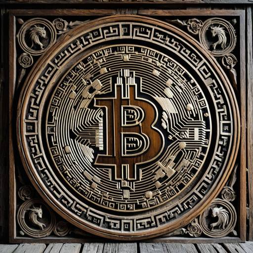 Wood Carved Bitcoin Logo Bas-Relief