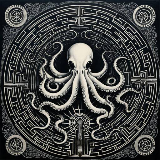 Surreal Octopus Labyrinth Painting