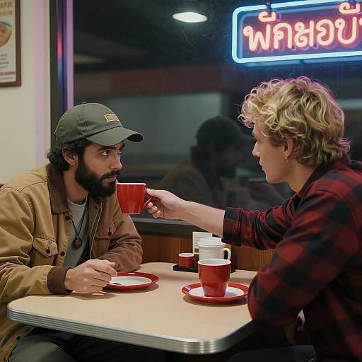 Intimate Encounter in a Dimly Lit Diner