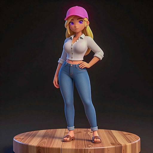 3D Anime Blonde Woman Illustration