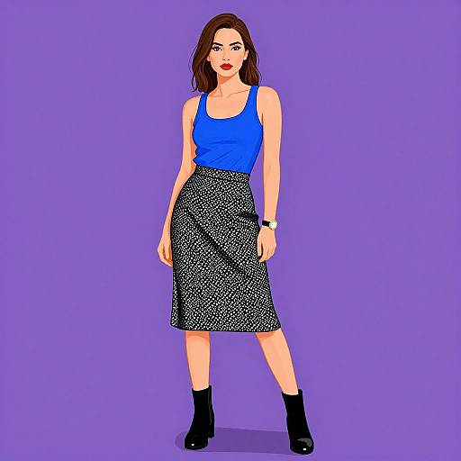Stylish Woman in Vibrant Cartoon Art