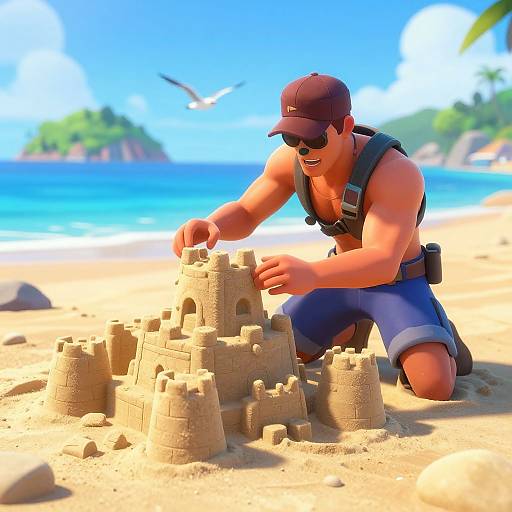 Fortnite Beach Skin Building Sandcastle