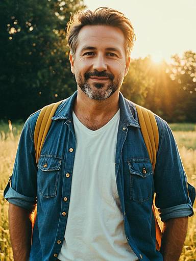 Golden Hour Summer Casual Man Portrait