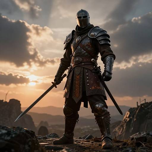 Ancient Warrior on Rocky Battlefield