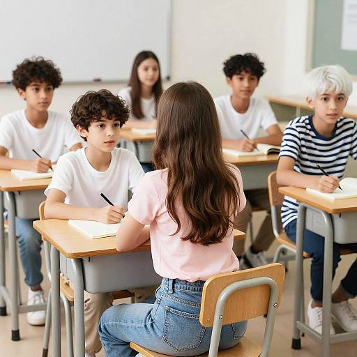Students Sitting in Classroom Writing
