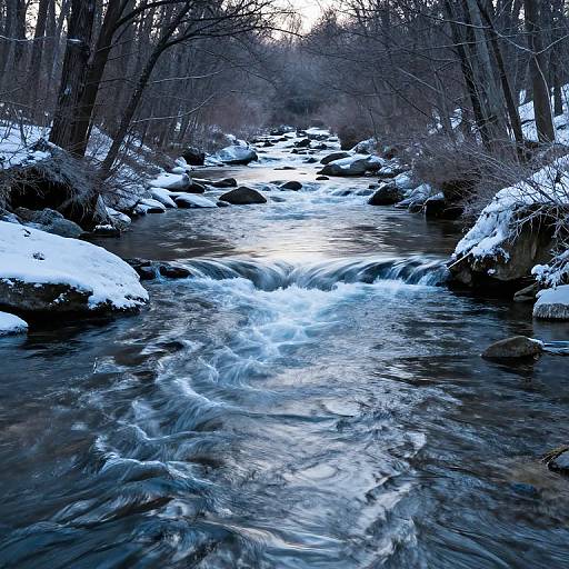 Liquid Sound River in Frozen Forest