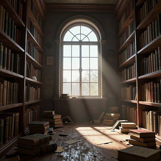 Serene 3D Library with Sunlight