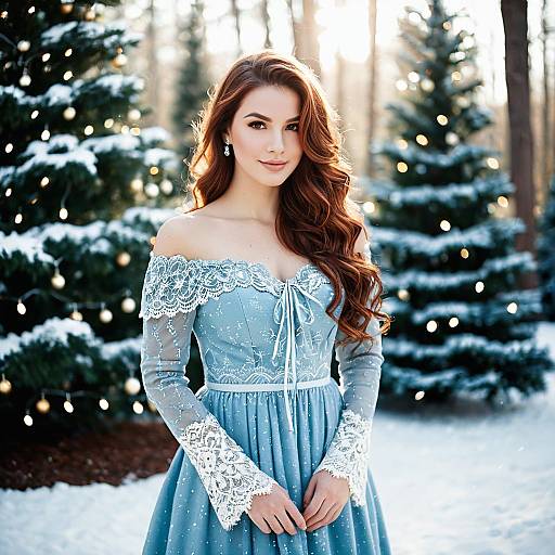 Elegant Winter Birthday Dress in Garden