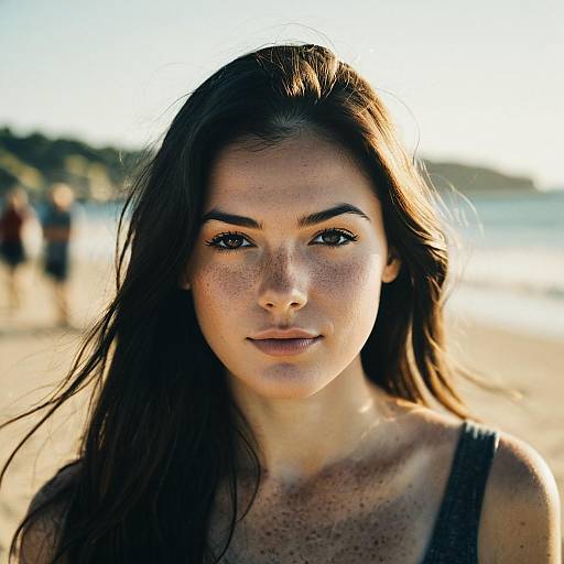 Photorealistic Portrait of Young Woman on Beach