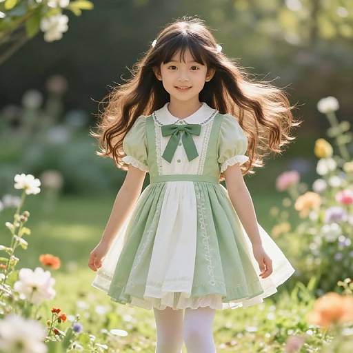 Cheerful Girl in Sunlit Garden