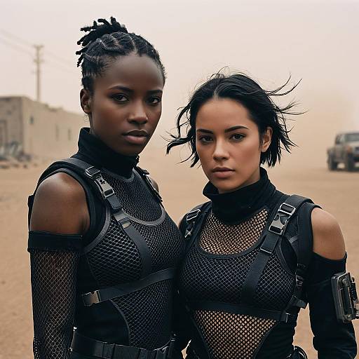 Interracial Female Androids in Cyberpunk Techwear