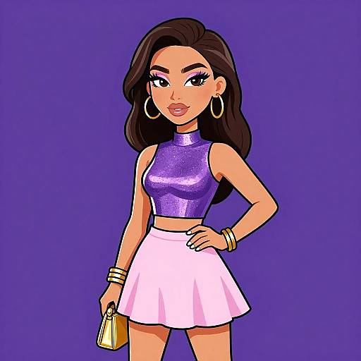 Glamorous Woman in Metallic Crop Top