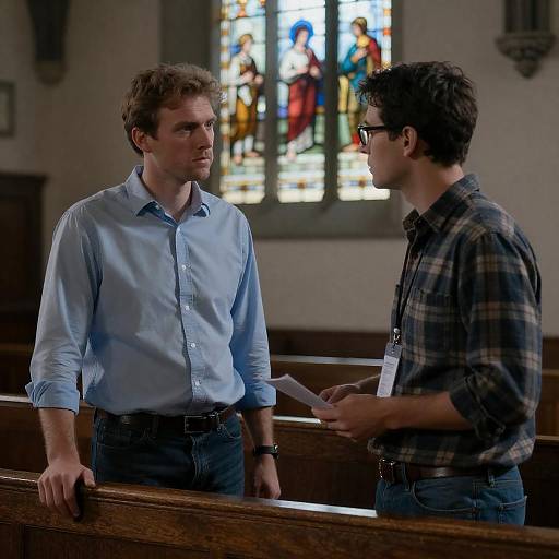 Serious Conversation in Dim Church Setting