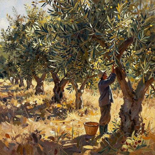 Autumn Olive Grove Harvest Scene