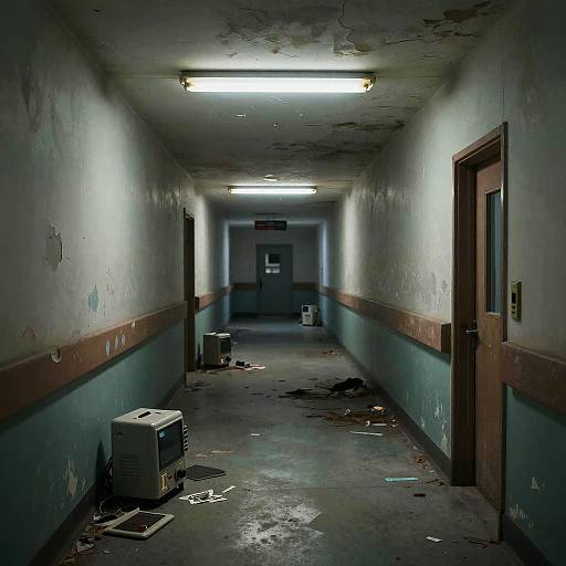 Abandoned Hospital Corridor Liminal Space