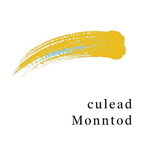 Digital artwork of a yellow-orange brushstroke with blue highlights, resembling a comet's tail, above the text 