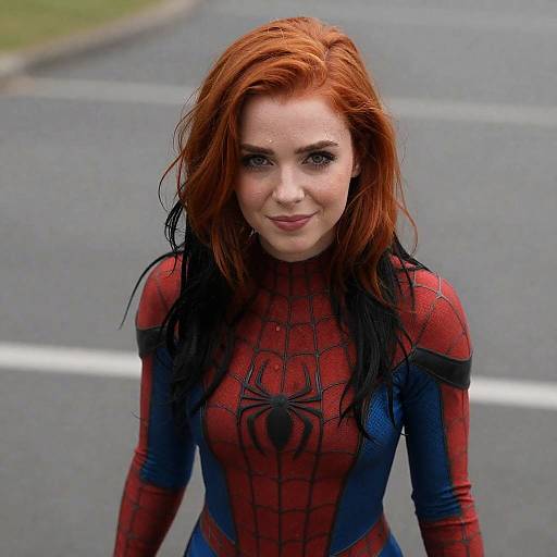 Scarlett Ginger Spider-Cosplay Outdoor Perspective Shot