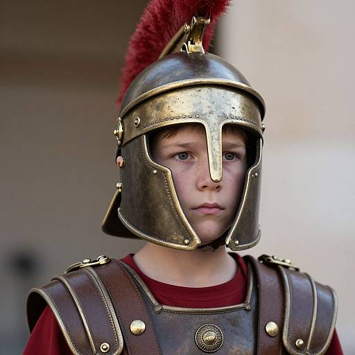 Young Roman Soldier Costume Close-Up