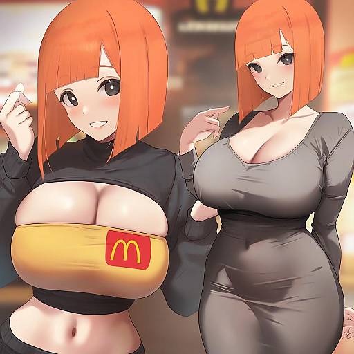 Illustration of Mother (yoru mac), mcdonald's in the style of Untue