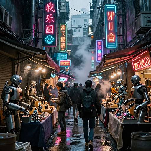 Retro-Futuristic Cyberpunk Robot Market