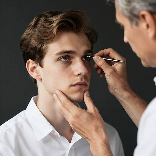 Eye Examination of Young Man by Doctor