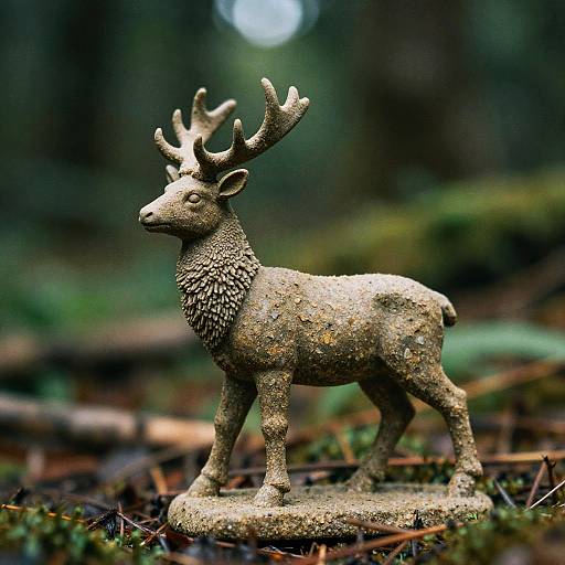Macro Shot of Sandstone Stag Statue