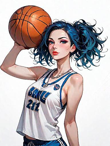 Sporty Girl in Oversized Basketball Tank