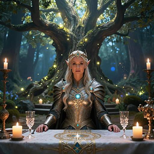 Elven Noble Reception Under Glowing Tree