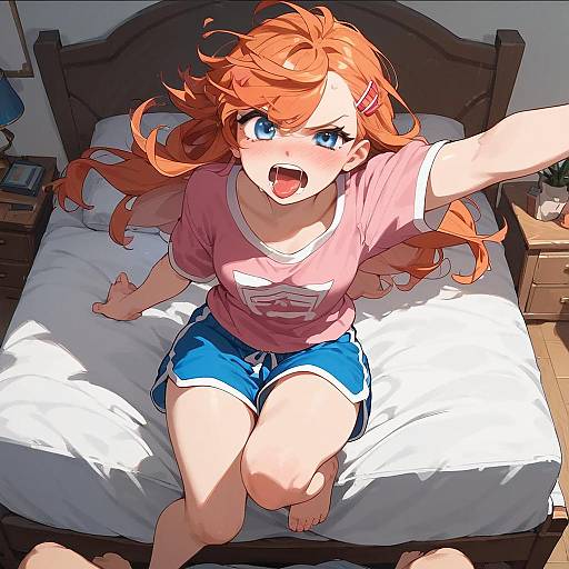 Angry Anime Girl in Bedroom