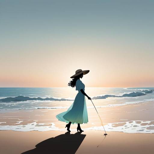 Elegant Silhouette by the Beach Shore