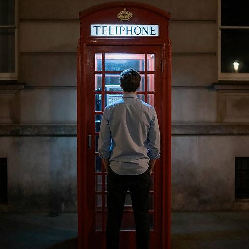 Mysterious Man by Glowing Phone Booth