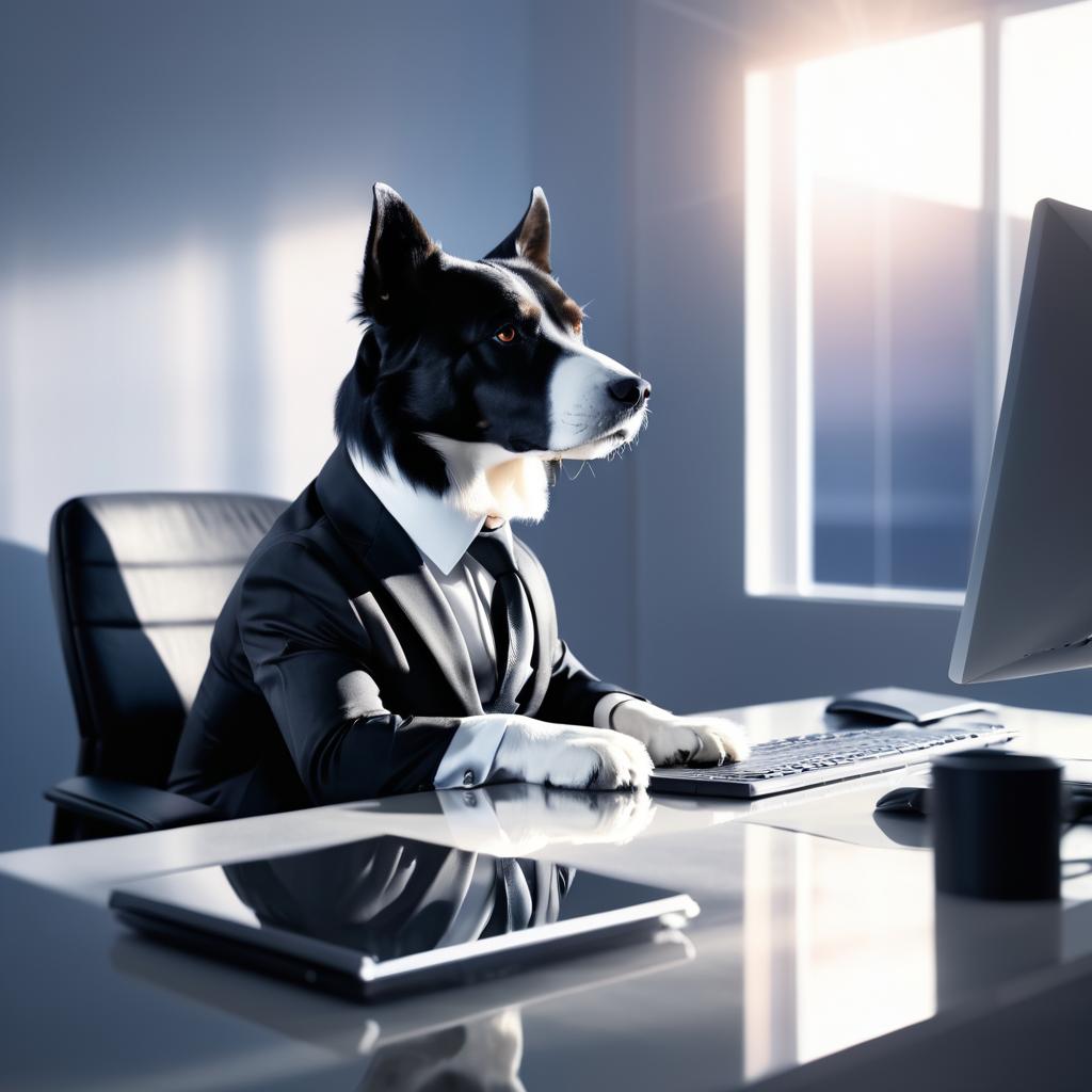 Thoughtful Dog in a Business Attire