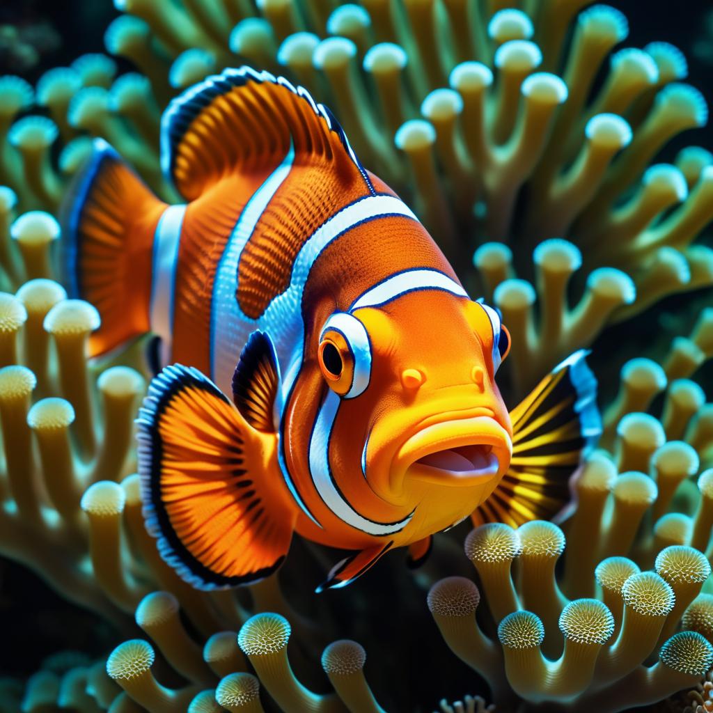 Photorealistic Clownfish in Coral Reef