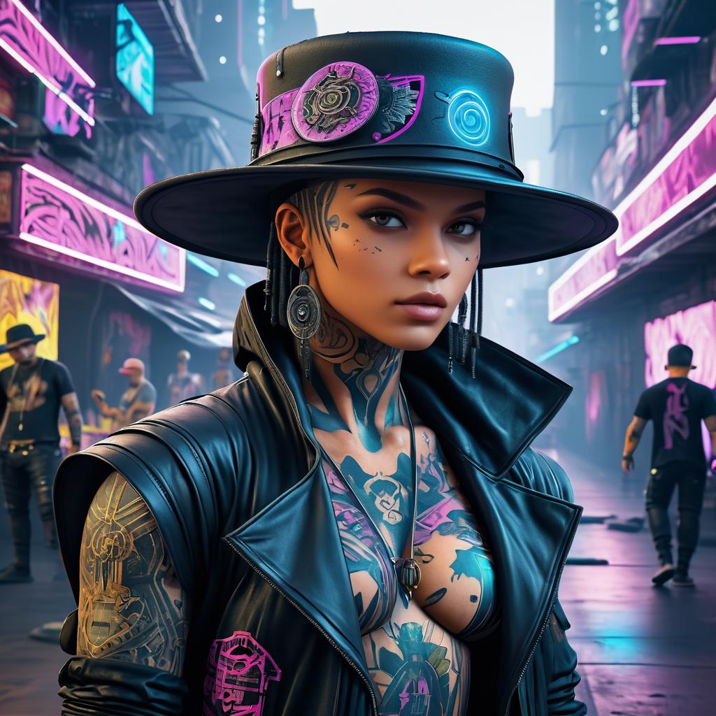 Cyberpunk Dystopian Street Artist Illustration