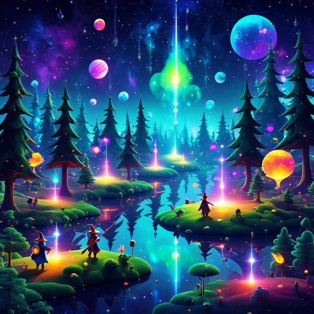 Cosmic Pixel Wizards in Nebula Wonderland