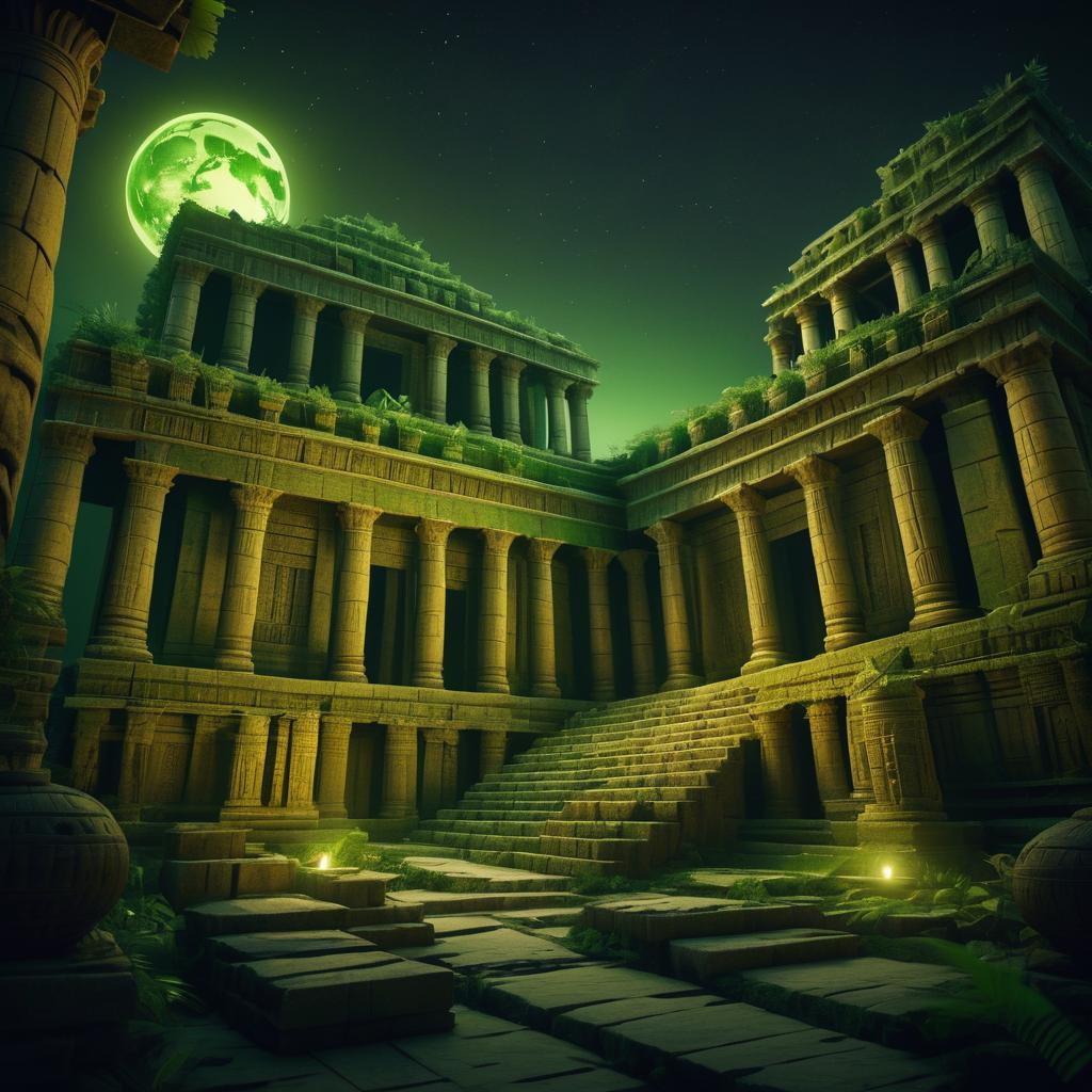 Cinematic Ruins: Ancient Temple Illustration