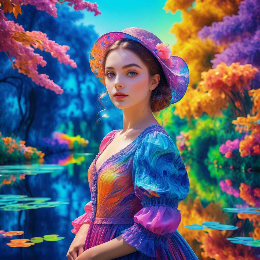 Surreal Young Girl in Vibrant Colors