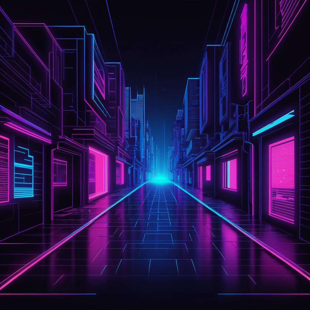 Neon Cyberpunk Alley T-Shirt Design