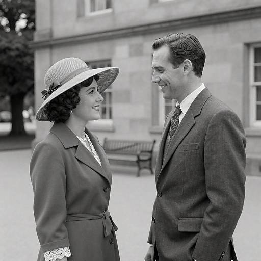 Vintage Black and White Portrait of Smiling Couple