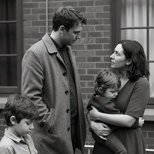 Emotional Black-and-White Family Portrait