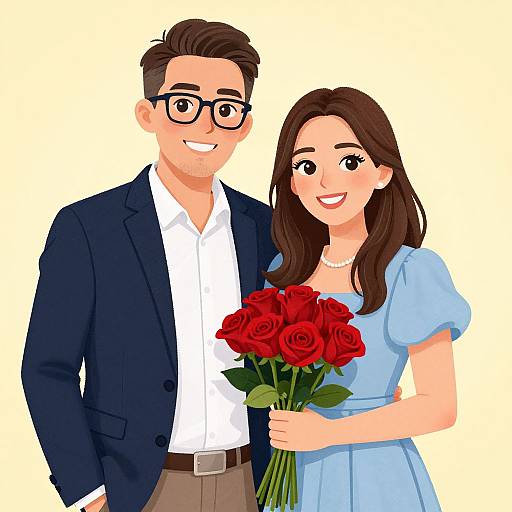 Vibrant Quirky Custom Couple Portrait