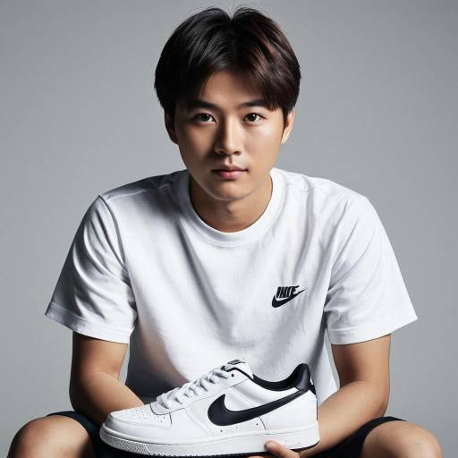 Young Asian Man Wearing Nike White T-Shirt and Sneakers