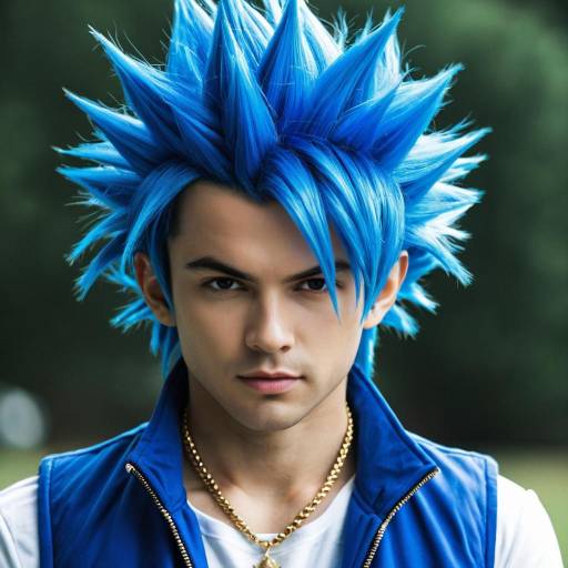 Realistic Male Portrait with Blue Hair