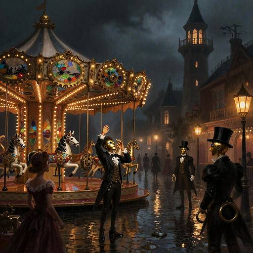 Clockwork Carnival Beneath Flickering Gaslight