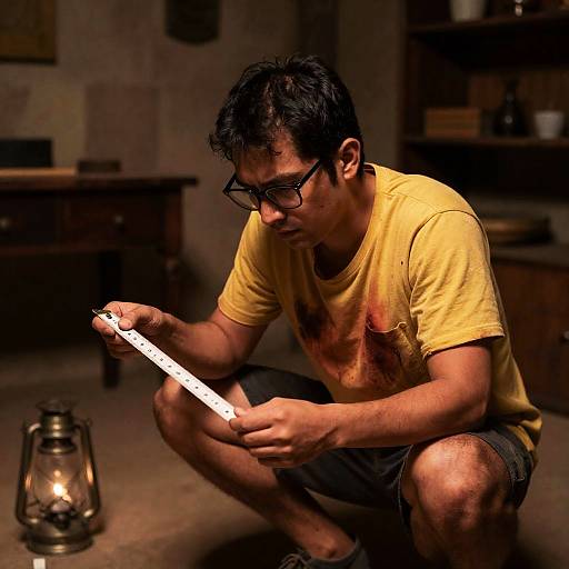 Intense Focus: A Dimly Lit Scene