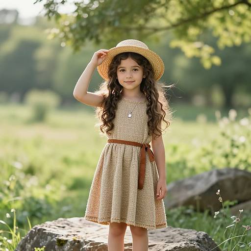 Young Girl in Peaceful Nature Scene
