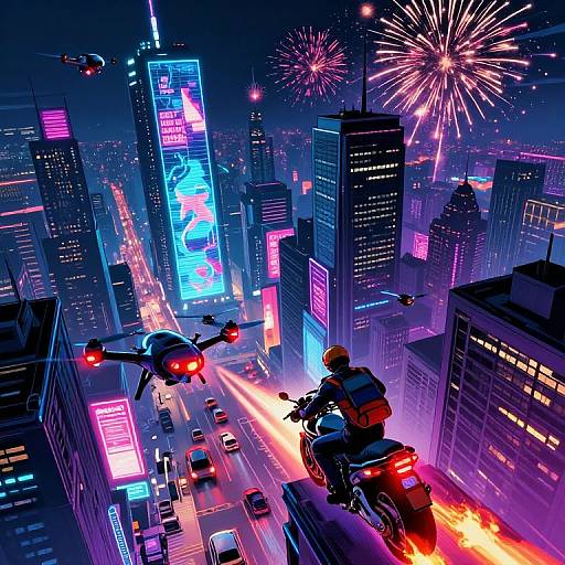 Retro-Futuristic Cyberpunk Cityscape