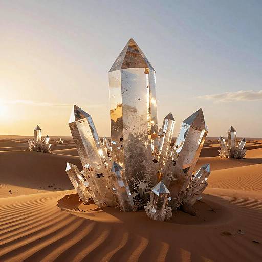 Surreal Desert with Gigantic Crystals